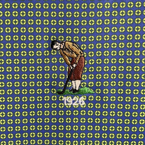 Camisa polo Donald Ross 1926 talla M azul verde geométrica bordada golfista - Imagen 5 de 7