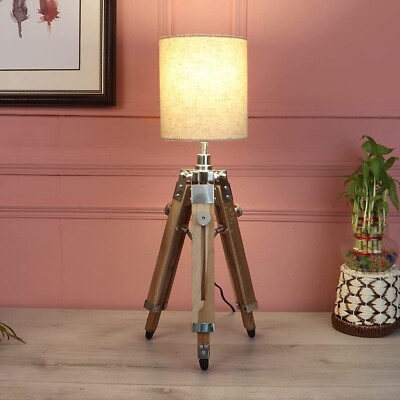 ANTIQUE WOODEN ROYAL NAUTICAL TABLE LAMP SHADE