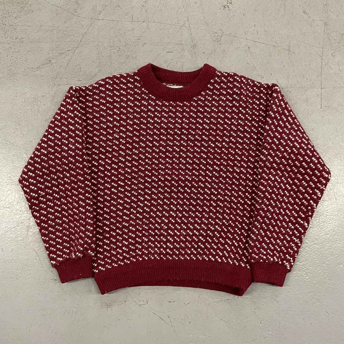 Vintage LL Bean Birdseye Pattern Norwegian Wool Blend Sweater Men’s Medium