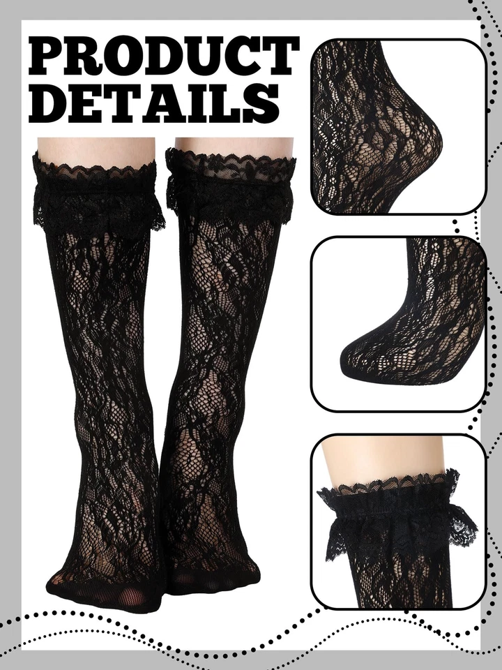 4 Пары маленькая девочка колена носки Kids кружева длинные носки сетки с бантом оборки... - Изображение 3 из 4