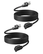 DEWENWILS 2 Pack Extension Cord 15ft, 14/3 SJTW Weatherproof for Halloween