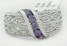 AMETHYST  WHITE SAPPHIRES FILIGREE RING .925 STERLING SILVER  New With tag 