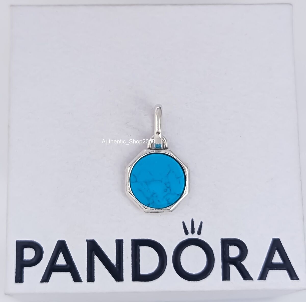 New 100% PANDORA 925 Blue Turquoise Engravable Mini New 100% PANDORA 925 Blue Turquoise Engravable Mini