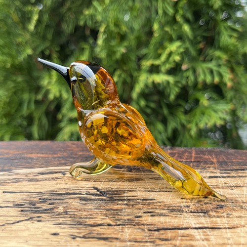 Yellow Glass Bird Figurines Blown Sculpture | Collectible Birds Christmas Gift - Picture 7 of 9