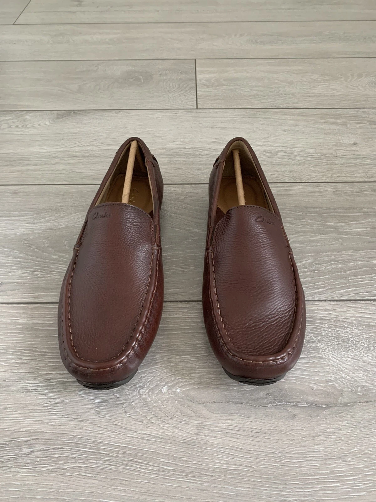 Scarpe da guida Clarks da uomo Oswick marrone chiaro scuro in pelle Regno Unito taglia 7G