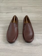 Image of Clarks Men’s Oswick Plain Dark Tan Leather Driving Shoes, UK Size 7G