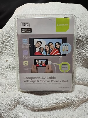 IOGEAR Composite AV Cable with Charger and Sync for iPhone & iPod NOS