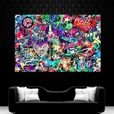 LEINWAND BILDER XXL ABSTRAKT FRANKFURT SKYLINE GRAFFITI POP ART WAND POSTER