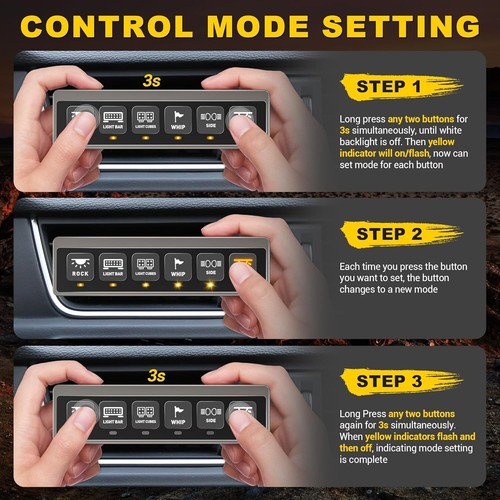 Wireless 6 Gang Switch Panel, Multifunction Toggle Switches Control 12V 80A - Picture 7 of 7