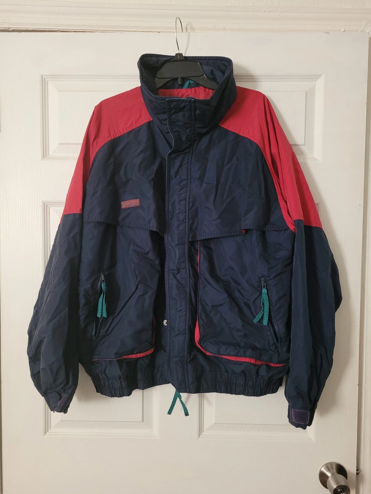 Men Size XL VTG 90's Columbia Powder Keg Windbreaker Ski Jacket Blue Pre owned