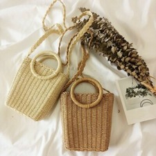 Women Straw Shoulder Bag Woven Crossbody Handbag Wicker Boho Messenger Rattan