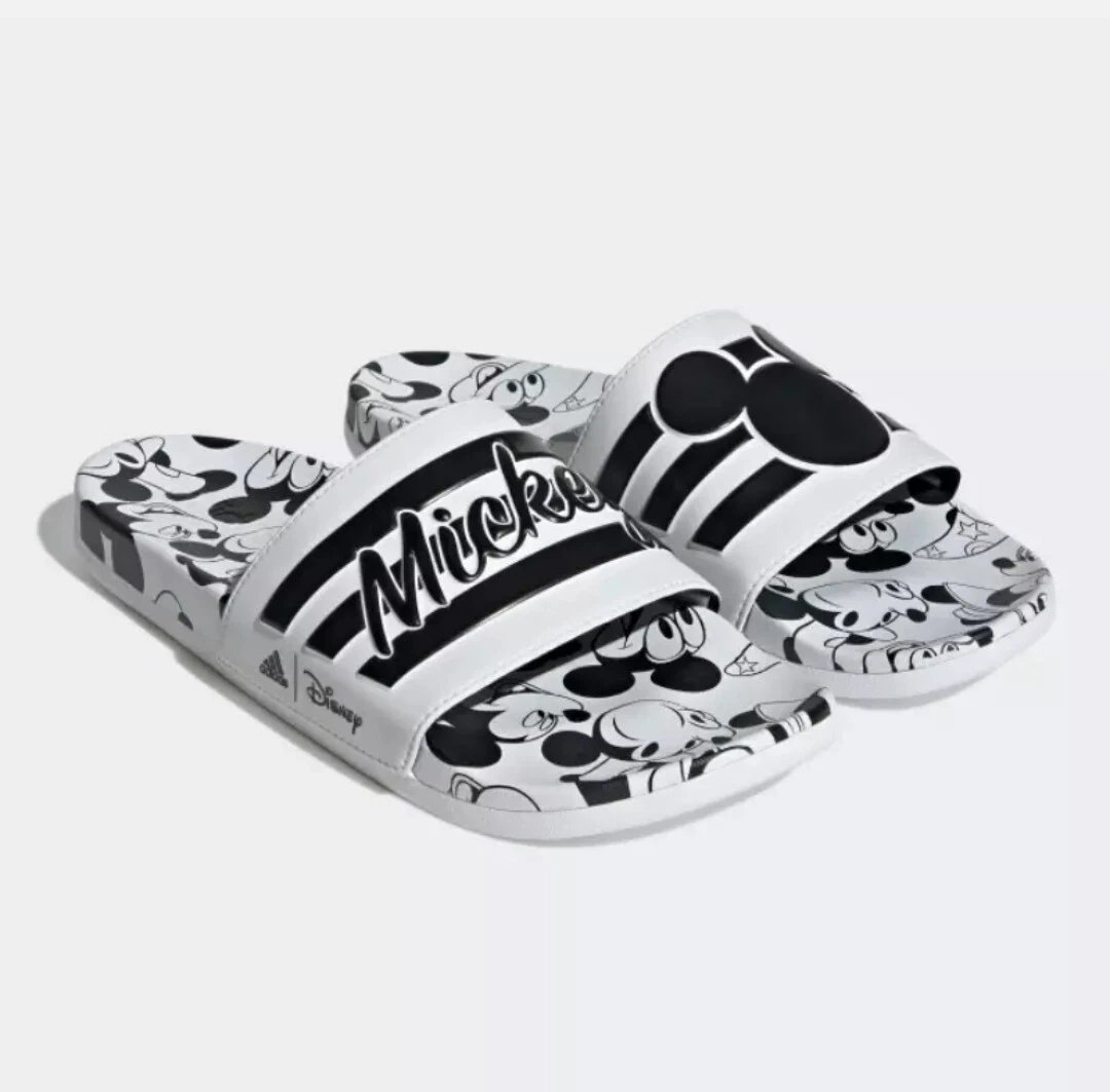 Nuove diapositive Adidas X Disney Topolino Adilette Comport nere bianche taglia 12