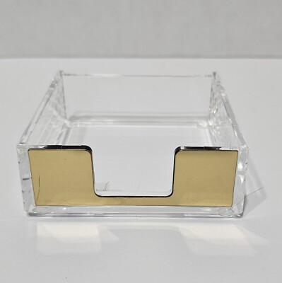 Acrylic Sticky Note Holder Yellow Gold Clear Post Note Pad Holders Memo Dispense