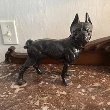 Early Cast Iron Boxer Dog Door Stop Boston Terrier Bull Figural Doorstop Hubley