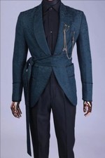 Men's Green Jacquard Paisley Blazer Groom Party Prom Tuxedo Wedding Suit Custom