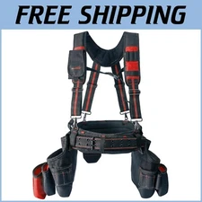Professional Carpenter's Rig: Multi-Function Tool Belt & Heavy Duty Suspenders