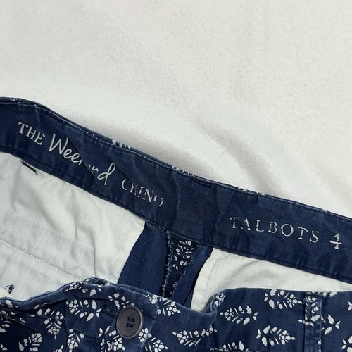 Talbots Womens 4 The Weekend Chino Ankle Pants Floral Navy 29" Inseam Flat Front - Picture 4 of 12
