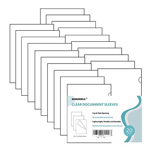 20PCS Transparent L-Type Documents Folder, Clear Plastic File Pockets Folders