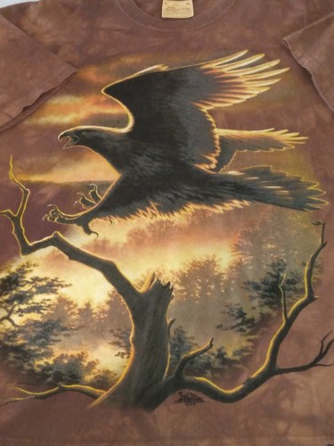 Mens T-Shirt Tie Dye Graphic Eagle Tree 