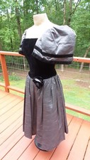 Vintage R K Evenings Black Velvet Taffeta Formal Evening Prom Dress S
