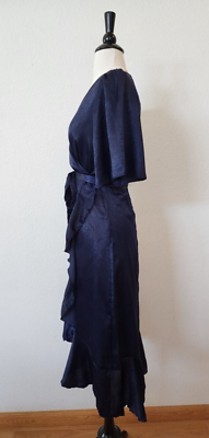 aidan mattox navy blue dress Aidan By Aidan Mattox Off-the-Shoulder Lace Popover Mermaid Gown, Blue, Women's, 2 main image 1