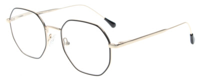 Große Fertiglesebrille YOKO aus schwarz-goldenem Metall mit Federscharnier NEU