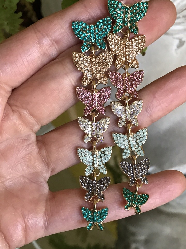 Butterflies Crystal Pave Pink Gold Green Champagne Aqua Gray Drop ...