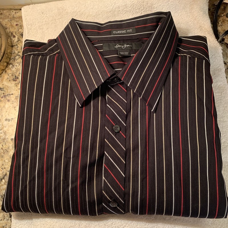 SEAN JEAN SEANJEAN LONG SLEEVE SHIRT SIZE XXXL 100% COTTON BLACK W/ STRIPES NEW
