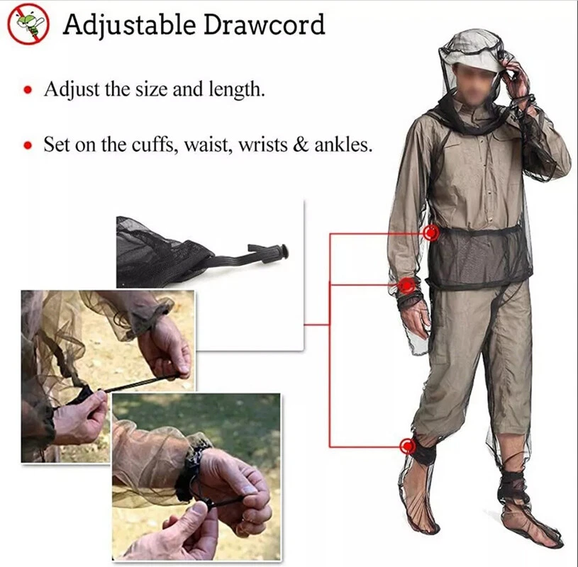 Outdoor Bug Wear Anti Mosquito Suit Jacket Mitts Pants Socks Net Yarn Mesh Cloth - Image 4 of 4