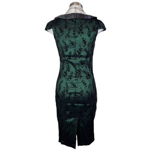 VESTIDO VERDE LÁPIZ FLORAL VUDÚ VIXEN ROCKABILLY RETRO 50' TATUAJE SWING DRA2268 - Imagen 5 de 10