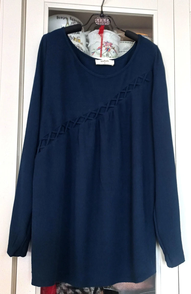Haut Top Chemisier Noir BA&SH - Taille 1, Manches Courtes, Occasion Très Bon état