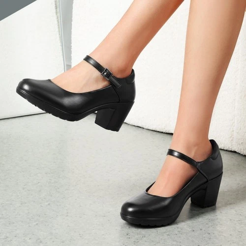 Women Mary Jane Round Toe Pumps Chunky All Day Comfort Work Pumps Dress Shoes