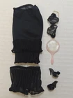 Vintage 1960's Barbie Pak Black Lingerie Set Pom Shoes Mules Undergarments Bra