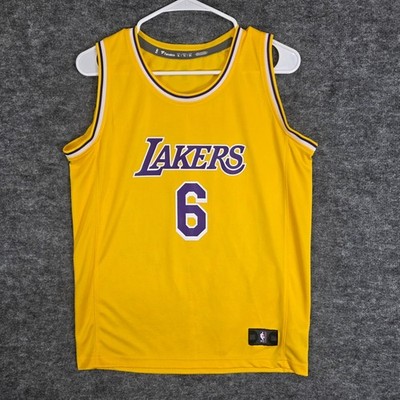 LA Lakers Lebron James Fanatics #6 Fastbreak Tank Top Jersey Yellow Youth XL