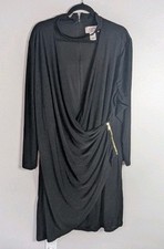 NWOT DR Collection by Donna Ricco Black Draped Classy Dress Size 24W