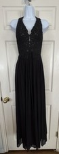 Sherri Hill Prom Halter Long Dress Open Back Black Size 2 ,