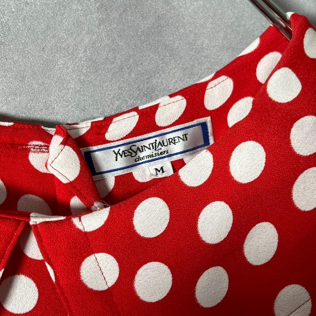 Autentica blusa Yves Saint Laurent a pois collo grande rayon taglia M donna