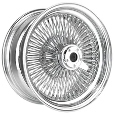 17x8" LA Wire Wheels STD 100-Spoke Straight Lace Chrome/Chrome Knock-Off (B09)