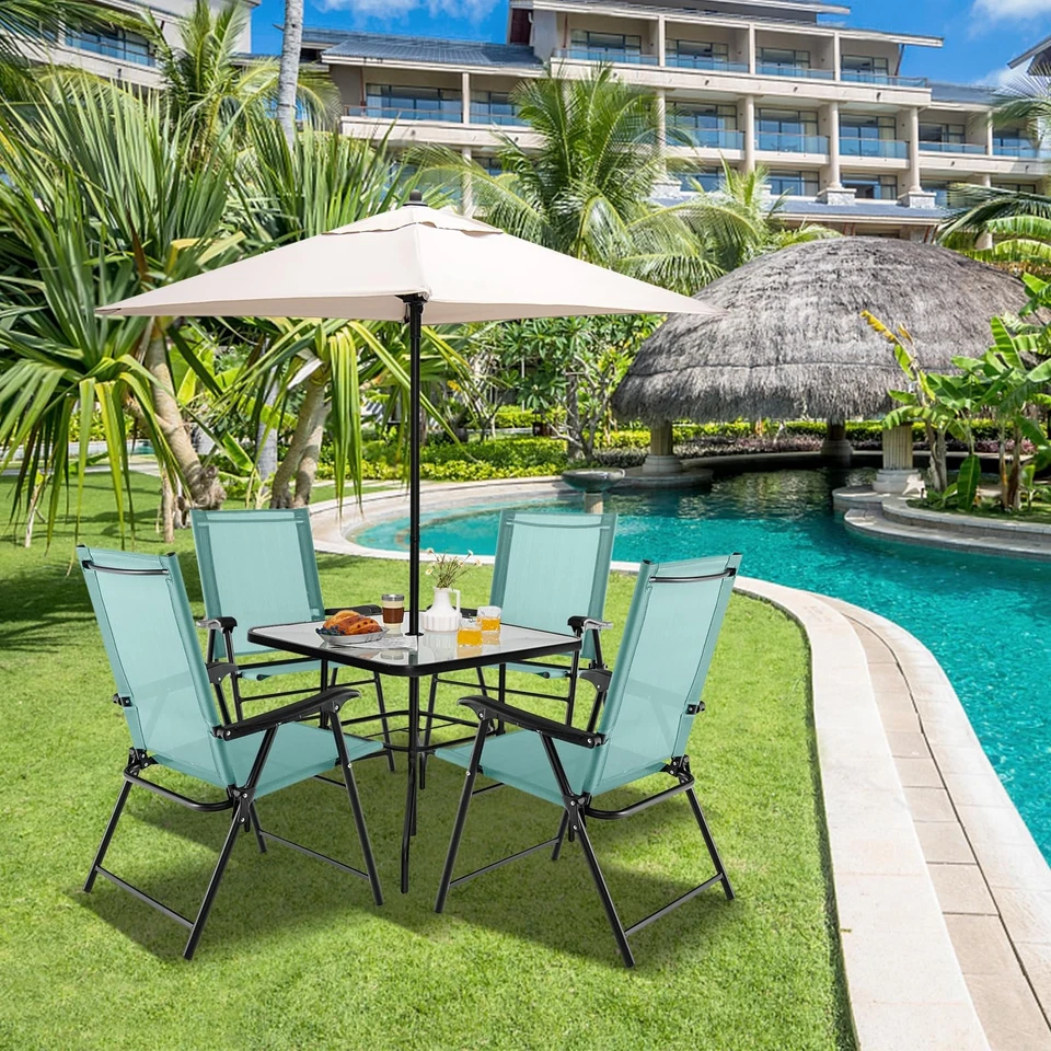 Juego de 2 sillas plegables de patio, sillas honda de exterior con ba... Foto 3 de 4