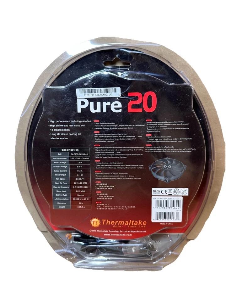 Thermaltake Pure 20 Computer Case Fan 200mm Black NEW - Image 2 of 4