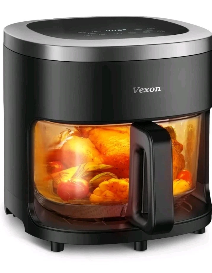 Vexon 4.5Qt Glass Air Fryer – Viewing Window, 6-In-1 Functions, Digital Timer