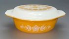 Vintage Butterfly Gold Pyrex 043 Casserole Dish & Lid 1 1/2 Quart Yellow White