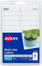 Removable Multi-Use ID Labels on Printable 1/2x1.75in White 840/PK - 1EA
