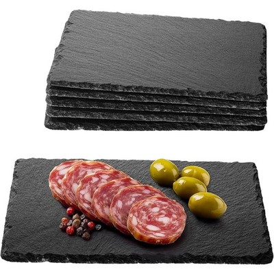 Stone Plates Set of 6 Food Contact Safe Black Cheese Board Charcuterie