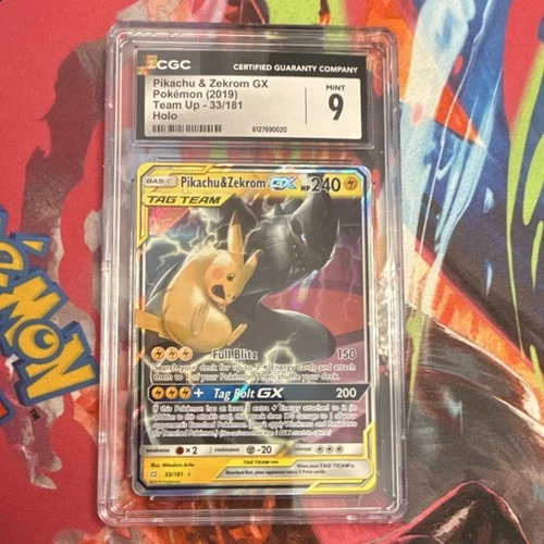 2019 Pokémon Pikachu & Zekrom GX 33/181 Sm-Team Up Ultra Rare Holo CGC 9