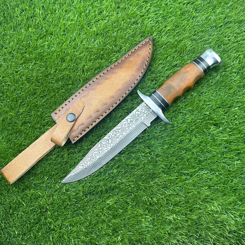 CUSTOM HANDMADE J2 STEEL BOWIE KNIFE, CAMPING HUNTING KNIFE W/SHEATH, SN-5307
