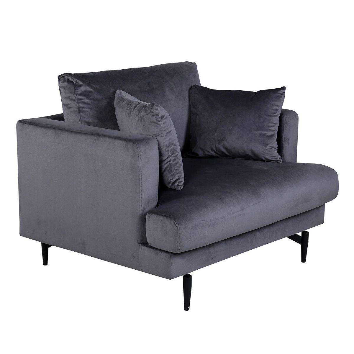 Fauteuil en velours Sofia gris foncé 104cm, le secret d'un intérieur chaleureux