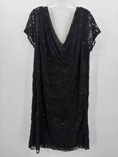 Pre-Owned Scarlett Black Size 22W Lace Knee Length Short Sleeve Dress