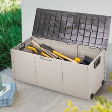 Outdoor Storage Box Large 290L Patio Garden Deck Plastic Container Chest Wheels