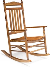 VINGLI Wood Rocking Chair Outdoor with 450 Lbs Support Relaxing Rocker Solid Woo